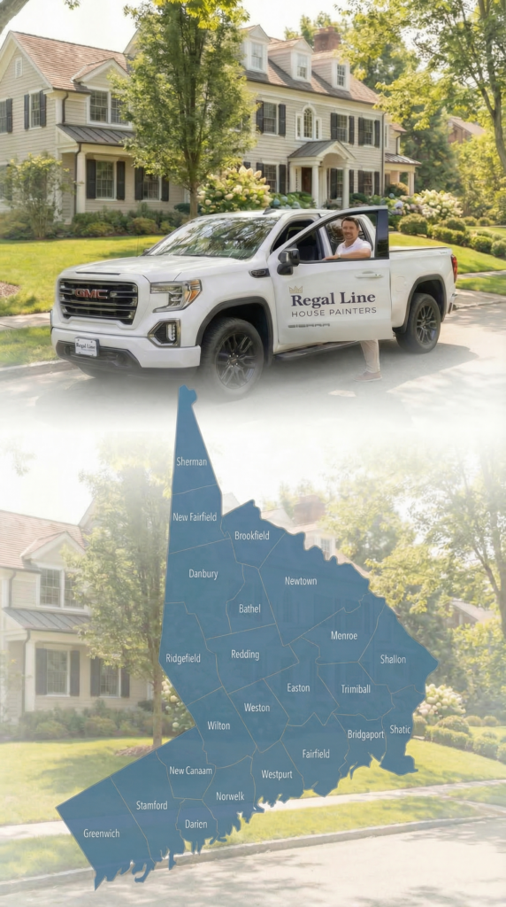 Close mobile view of Regal Line truck and Fairfield County service-area overlay